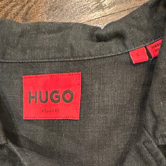 HUGO Men's Black Casual Button Down Short Sleeve Shirt - Picture 3 of 4